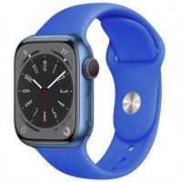 Ремешок силиконовый Sport для Apple Watch 42/44/45/49 мм, 235мм, на кнопке, синий