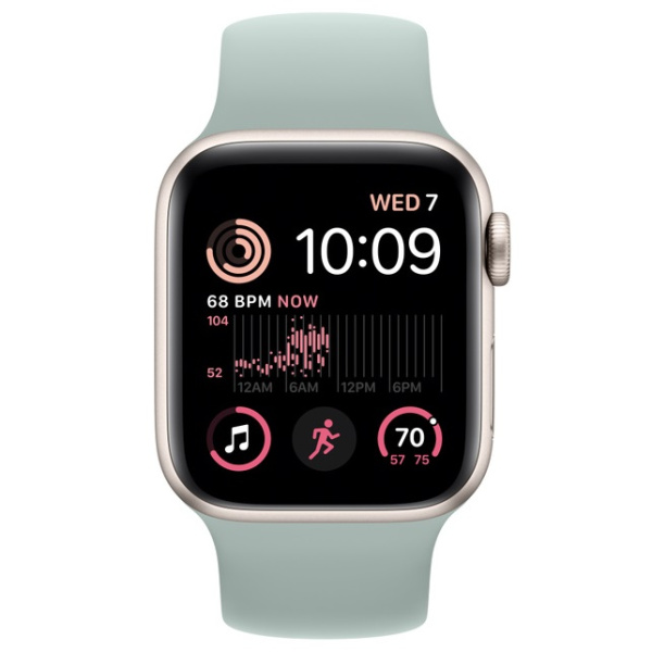 Apple Watch SE (2022), 40 мм корпус из алюминия цвета «сияющая звезда», ремешок «Succulent»