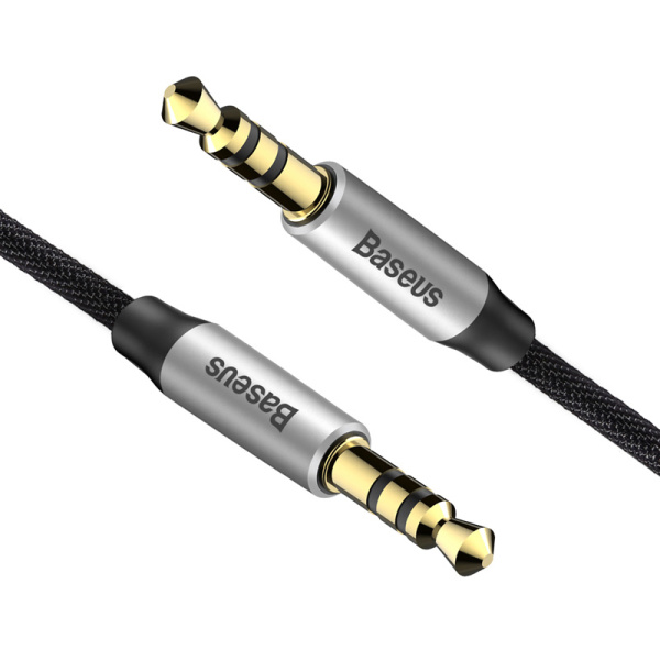 Аудио-кабель BASEUS M30 Yiven, AUX, Jack 3,5 - Jack 3,5, 0.5 м, (CAM30-AS1) серебряный+черный