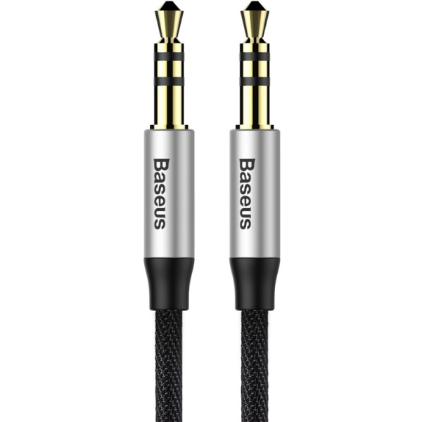 Аудио-кабель BASEUS M30 Yiven, AUX, Jack 3,5 - Jack 3,5, 1.5 м, (CAM30-CS1) серебряный+черный