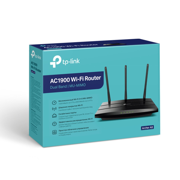 Wi-Fi роутер Tp-Link AC1900 Archer A8 Black