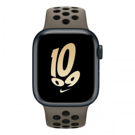 Смарт-часы Apple Watch Nike S8, 45 mm, корпус из алюминия цвета «тёмная ночь», спортивный ремешок Nike цвета «Olive Grey/Black»