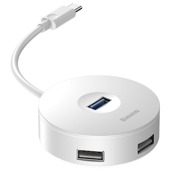 Переходник BASEUS Round Box 4-in-1 HUB Adapter Type-C 3.0 - USB3.0(х1) + USB2.0(х3) (CAHUB-G02) White