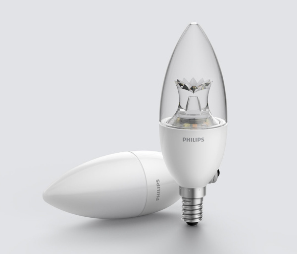 Умная лампочка-свеча Xiaomi Philips RuiChi Candle Light Bulb (E14) (прозрачная) (GPX4008RT)