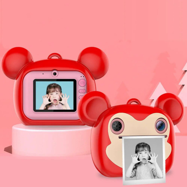 Детский фотоаппарат моментальной печати Instant Print Camera For Kids (Pink)