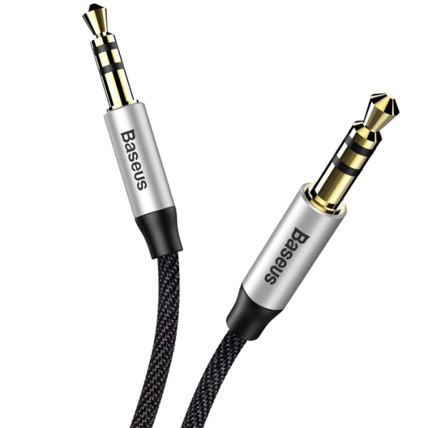 Аудио-кабель BASEUS M30 Yiven, AUX, Jack 3,5 - Jack 3,5, 1.5 м, (CAM30-CS1) серебряный+черный