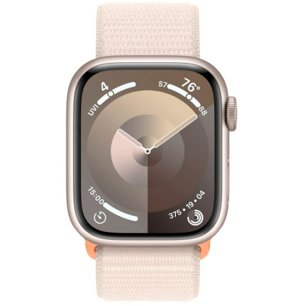 Apple Watch Series 9, 41 мм, корпус из алюминия цвета «сияющая звезда», спортивный ремешок цвета «сияющая звезда»