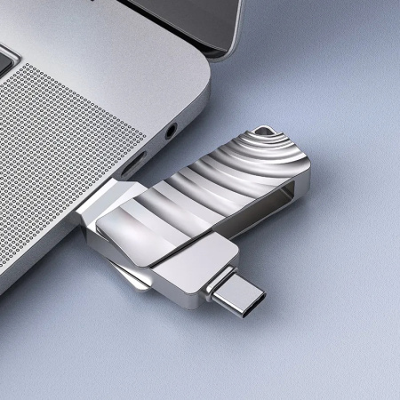 Флешка USB Flash Drive BOROFONE BUD3 Soul, USB 3.0/Type-C, 128GB, серебристый
