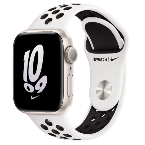 Apple Watch Nike SE (2022), 40 мм корпус из алюминия цвета «сияющая звезда», спортивный ремешок Nike цвета «Summit White/Black»