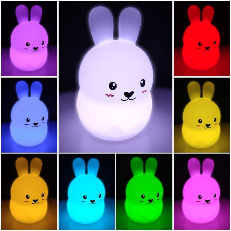 Ночник силиконовый Кролик с пультом управления Colorful Silicone Night Lamp 1200mAh