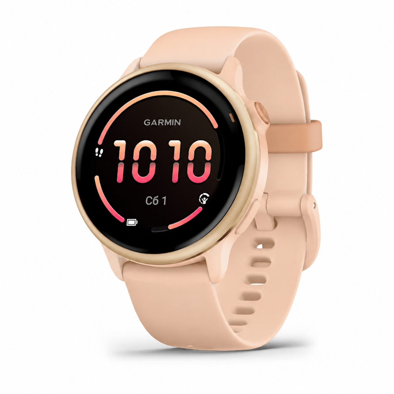 Умные часы Garmin vívoactive 6 42,2 мм Metallic Pink Dawn, розовый силиконовый ремешок (010-02985-03)