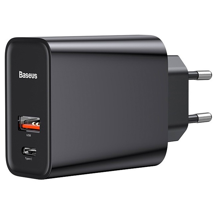 Сетевое зарядное устройство быстрое PD 3.0+QC 4+ USB+USB Type-C Baseus Speed PPS 30W - Черное (CCFS-C01)