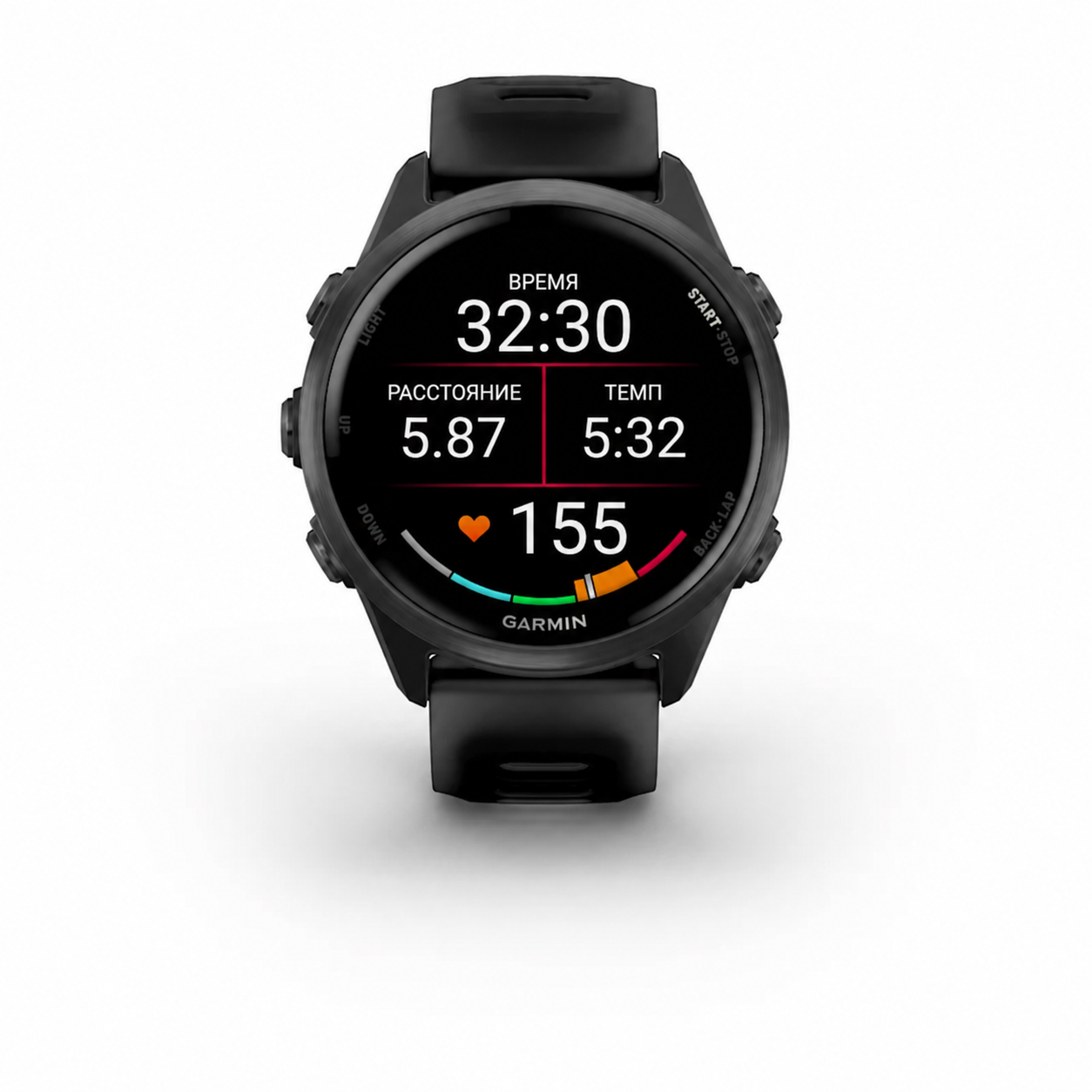 Garmin Forerunner 570 42 мм, чёрный — время, расстояние, темп и пульс на экране пробежки