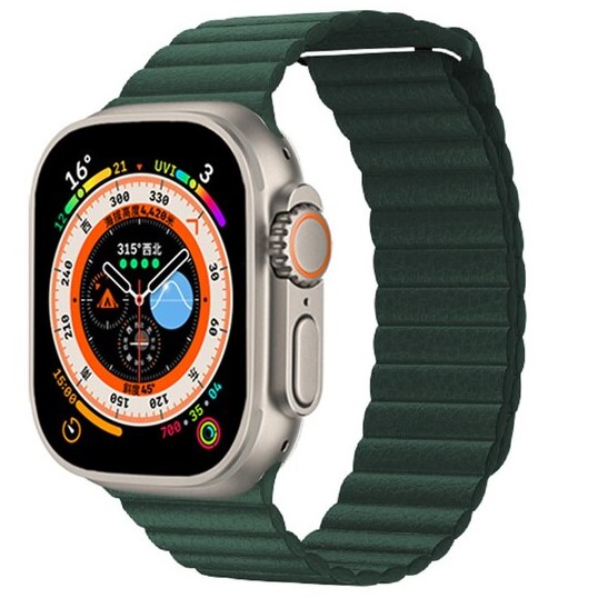 Ремешок кожаный Leather Loop для Apple Watch 38/40/41 мм, 225мм, на магните, темно-зеленый