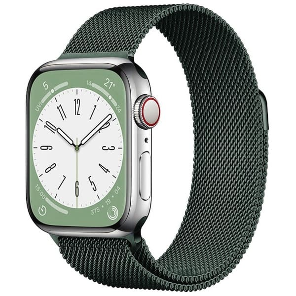 Ремешок миланcкий из нержавеющей стали Milanese Loop для Apple Watch 42/44/45/49 мм, 255мм, на магните, еловый зеленый