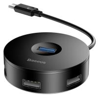 Переходник BASEUS AIRJOY Round Box 4-in-1 HUB Adapter Type-C 3.0 - USB3.0(х1) + USB2.0(х3) (CAHUB-G01) Black