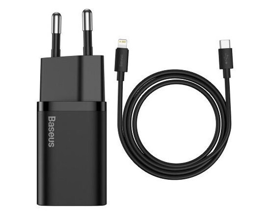 Зарядное устройство BASEUS Super Si USB-C + Кабель Type-C-Lightning 3A Черный (TZCCSUP-B01)