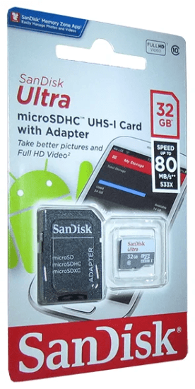 Карта памяти SanDisk Ultra microSDXC Class 10 UHS-I 80MB/s 32GB + SD адаптер