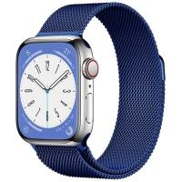 Ремешок миланcкий из нержавеющей стали Milanese Loop для Apple Watch 42/44/45/49 мм, 255мм, на магните, синий