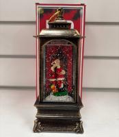 Фонарь новогодний 20см Коричневый корпус/Дед Мороз