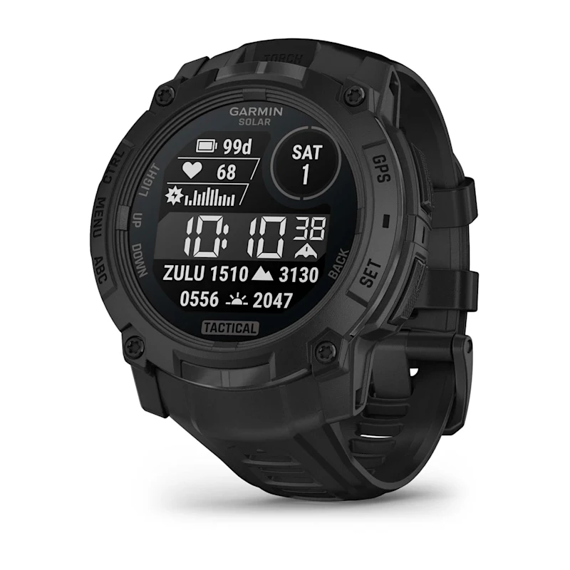 Спортивные часы Garmin Instinct 3 Solar Tactical Edition 50 мм, чёрные с чёрным ремешком