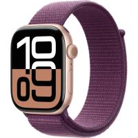 Apple Watch Series 10 GPS 46mm Rose Gold Aluminum Case with Plum Sport Loop (MWWV3)