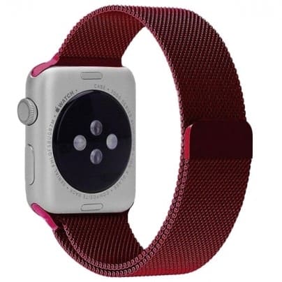 Ремешок миланcкий из нержавеющей стали Milanese Loop для Apple Watch 42/44/45/49 мм, 255мм, на магните, бордовый