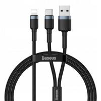 Кабель USB BASEUS Cafule USB - Type-C+Lightning 2.4А 1,2м Серый (CATKLF-ELG1)