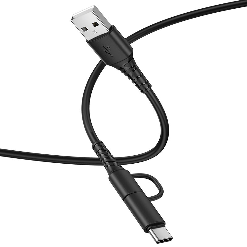 Кабель USB HOCO X54 Cool USB - Type-C+MicroUSB 2.4А 1 м Черный