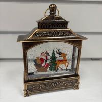 Фонарь новогодний Дед мороз на санях, елка