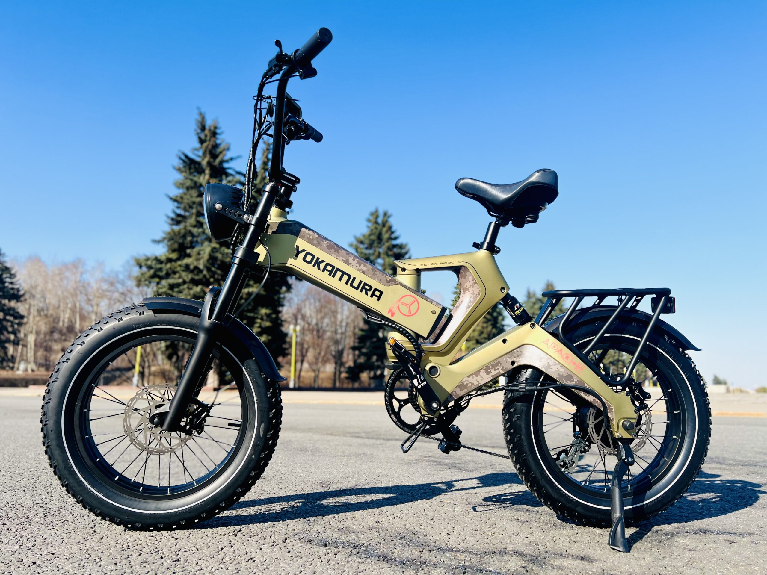Электровелосипед Yokamura Apache 48V 20Ah Military Khaki — Рама, подвеска и багажник