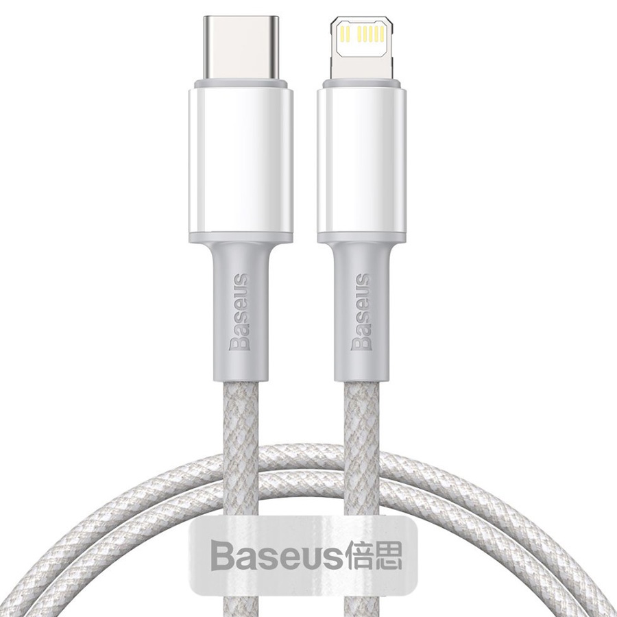 Кабель USB-C BASEUS High Density Braided, Type-C - Lightning, 20W, 1 м (CATLGD-02) белый