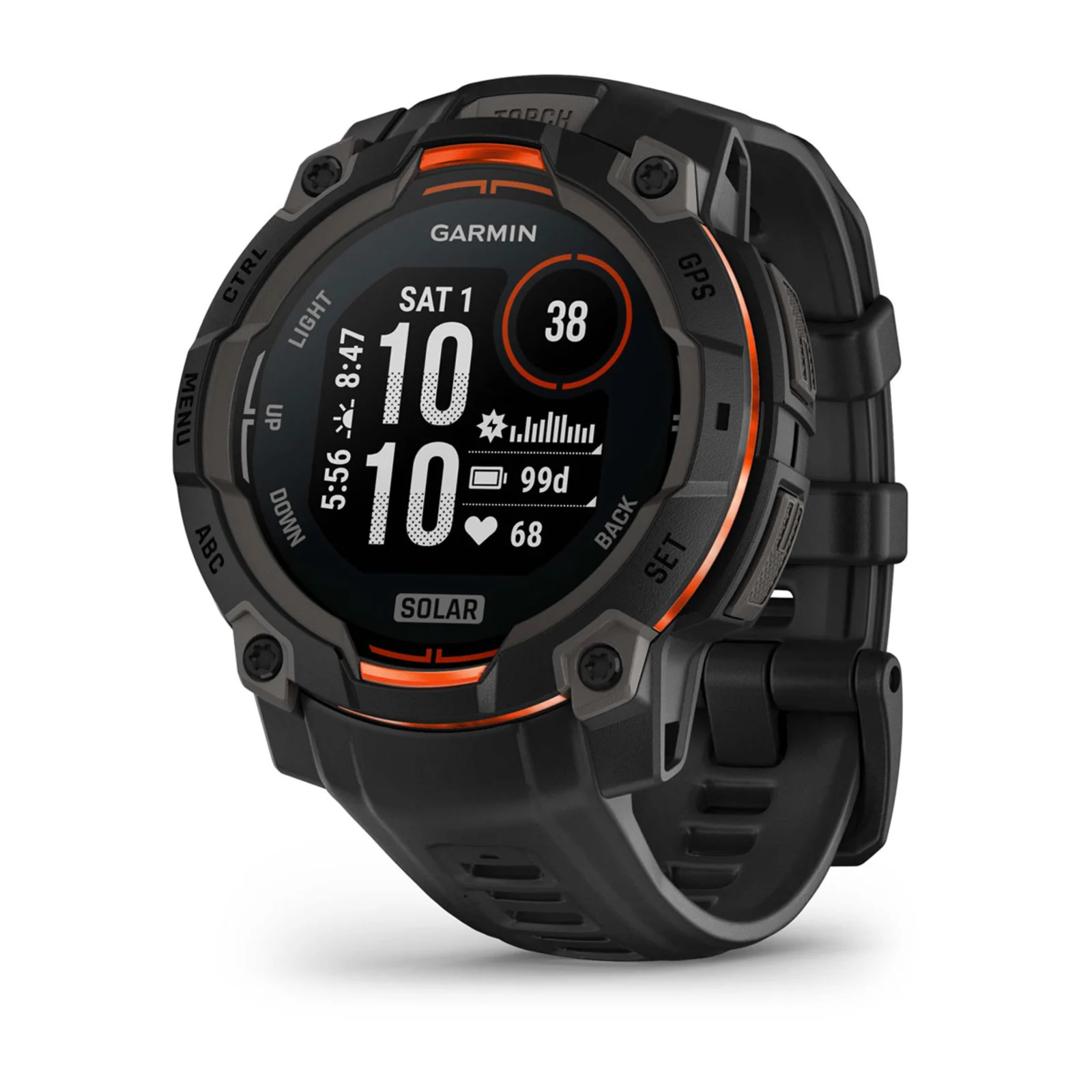 Спортивные часы Garmin Instinct 3 Solar 45 мм, чёрные с чёрным ремешком