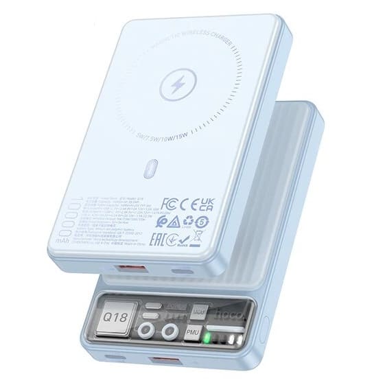 Внешний аккумулятор с MagSafe Hoco Q18 10000mAh QC3.0 Голубой