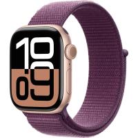 Apple Watch Series 10 GPS 42mm Rose Gold Aluminum Case with Plum Sport Loop (MWWK3)