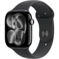 Apple Watch Series 11 GPS 46mm Jet Black Aluminium Case with Black Sport Band - S/M