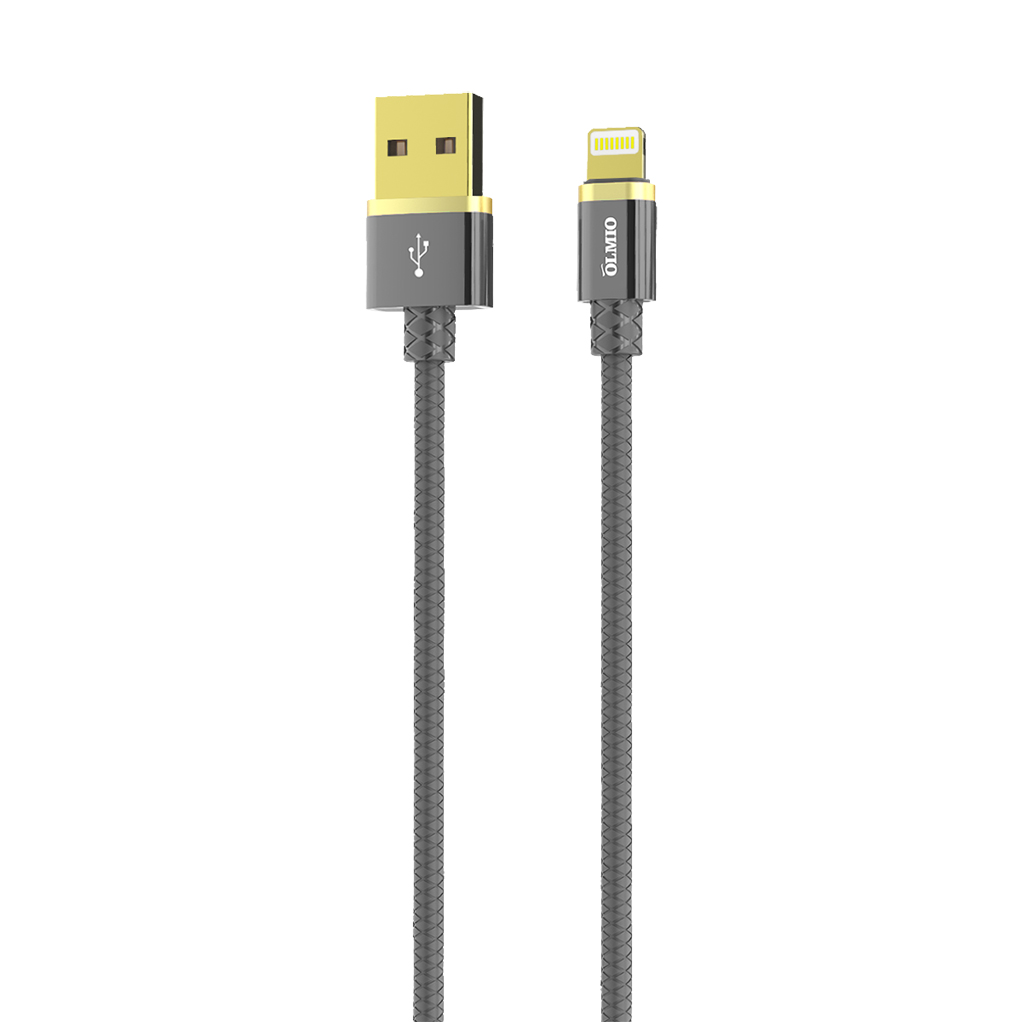 Кабель OLMIO DELUXE, USB 2.0 - lightning, 1м, 2.1A, серый