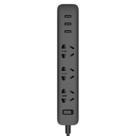 Удлинитель Xiaomi Mi Power Strip 3 розетки, 3 USB Black XMCXB01QM (арт. 00920)