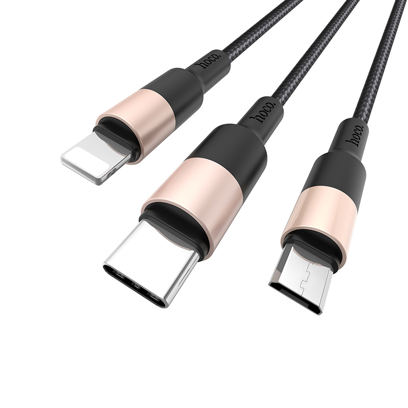 Кабель Hoco X26 Xpress USB - microUSB/USB Type-C/Lightning (black/gold)