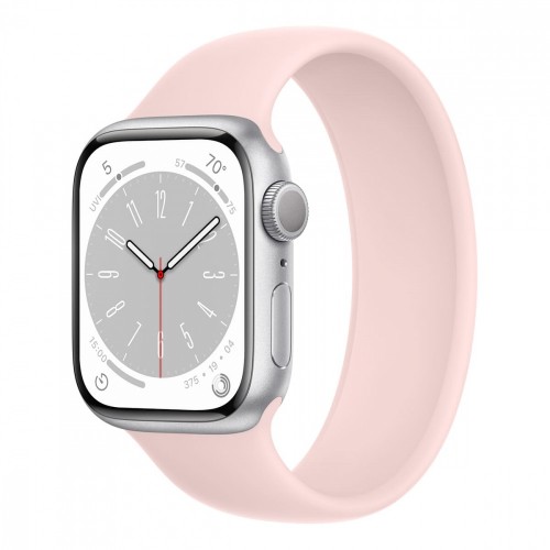 Смарт-часы Apple Watch S8, 45 mm, корпус из алюминия серебристого цвета, ремешок цвета «Chalk Pink»