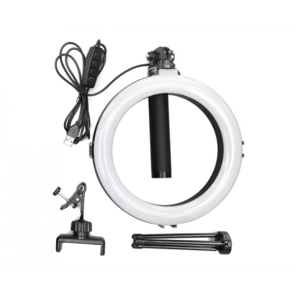 Кольцевая лампа с штативом и держателем для телефона Lemon Tree Beauty Circle Light B-10 20 см (Черный)