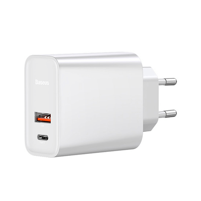 Сетевое зарядное устройство быстрое PD 3.0+QC 4+ USB+USB Type-C Baseus Speed PPS 30W - Белые (CCFS-C02)