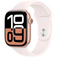 Apple Watch Series 10 GPS 46mm Rose Gold Aluminum Case with Light Blush Sport Band M/L (MWWU3)