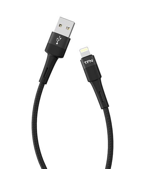 Кабель USB - Lightning, нейлон, 1.2м. Цвет:черный (TFN, TFN-C-ENV-AL1MBK)