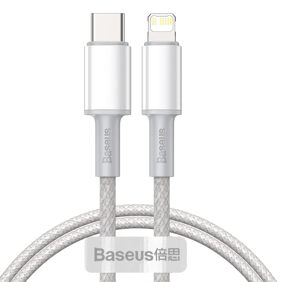 Кабель USB-C BASEUS High Density Braided, Type-C - Lightning, 20W, 2 м (CATLGD-A02) белый