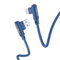 Кабель USB BOROFONE BX58 Lucky, USB - MicroUSB, 2.4А, 1 м, синий, Г-образный