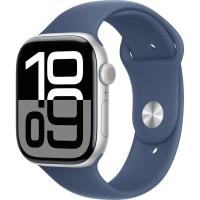 Apple Watch Series 10 GPS 46mm Silver Aluminum Case with Denim Sport Band S/M (MWWL3)