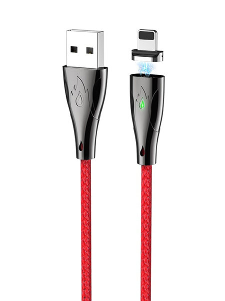 Кабель Hoco U75 USB - Lightning 3A 1.2 м Красный (На магните)