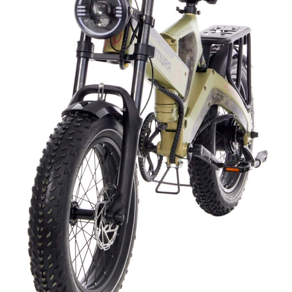 Электровелосипед Yokamura Apache 48V 20Ah Military Khaki — Съёмный аккумулятор и складной узел рамы
