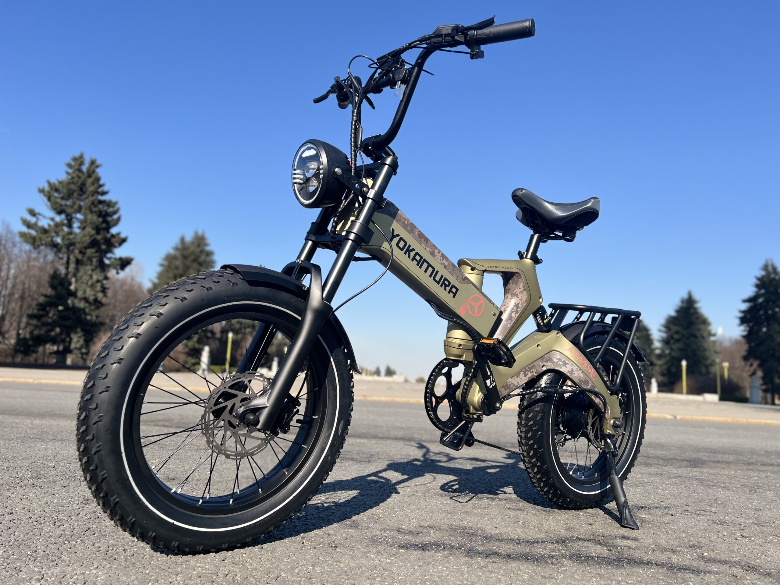 Электровелосипед Yokamura Apache 48V 20Ah Military Khaki — Посадка и органы управления